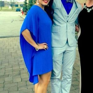 BCBG Maxazria Alana One-Shoulder Blue Cocktail Dress